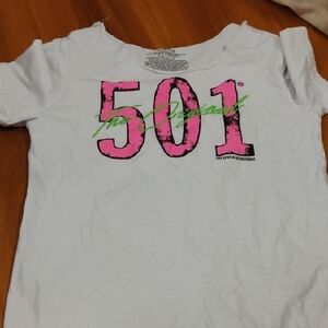 Levi's Kids White T-Shirt with Pink and Green Print